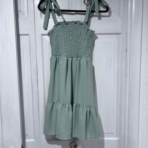 SHEIN Green Smocked Tiered Sundress